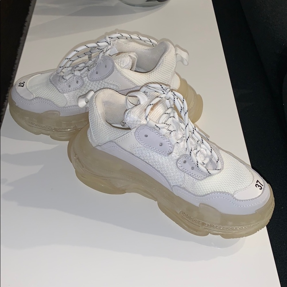 Chunky platform white sneakers